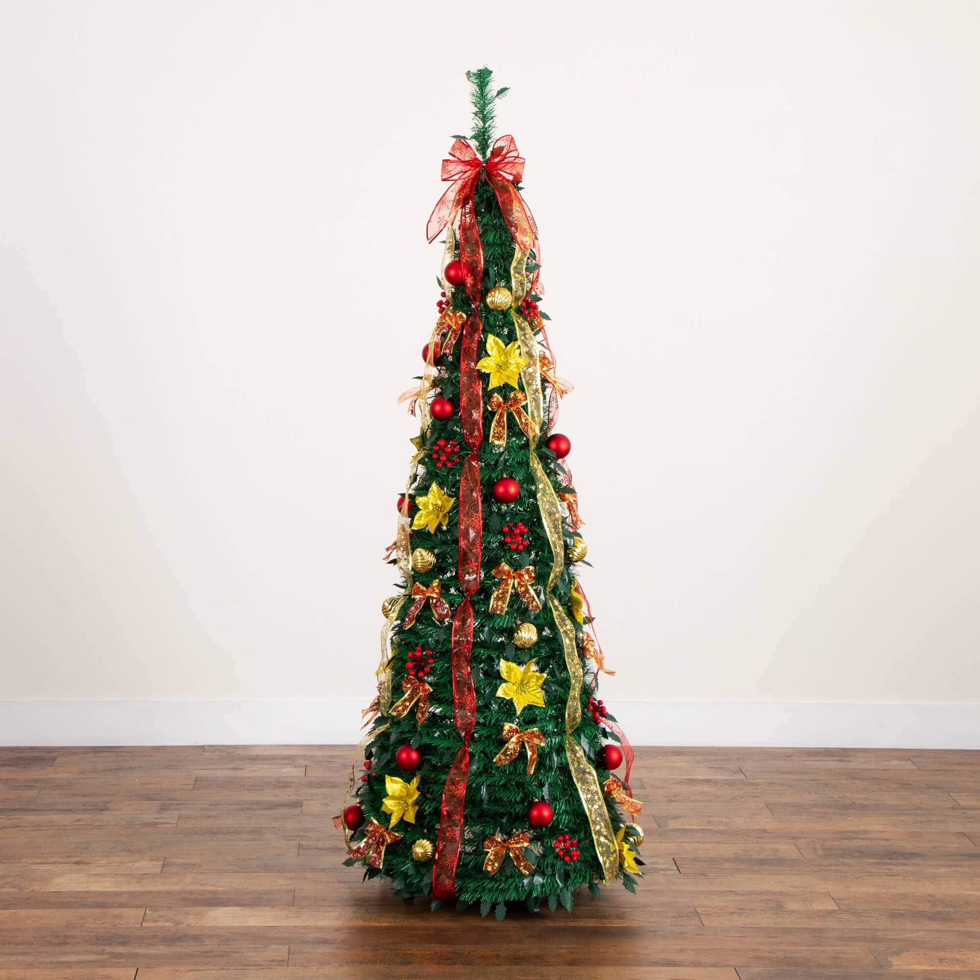 6ft. Pre-Lit Pop-Up Green Artificial Christmas Tree, Warm White LED Lights